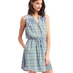 Gap Blue Green and White Floral Knee-Length Sleeveless Summer Dress Size S